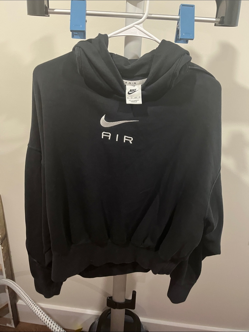 Nike Black Hoodie with White Swoosh AIR Logo
